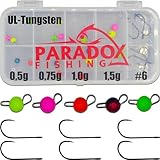 Paradox Fishing UL Tungsten Cheburashka Set I 0,5g/0,75g/1,0g/1,5g I 25 teilig I Forellen Haken Gummiköder Haken Spoons Forelle Forellenköder