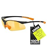 uvex sportstyle 223 - Sportbrille für Damen und Herren - 100% UVA-, B, C Schutz - druckfreier Sitz & perfekter Halt - black orange/orange - one size