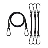 Spannseile mit Karabinerhaken, 4er Pack, 60 cm lang, strapazierfähiges Karabiner-Spannseil, extra starke schwarze Spanngurte mit Karabinerhaken für Camping, Planen, Fahrradträger, Zelt, Auto,Motorrad