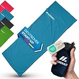NORDMUT® Hüttenschlafsack Mikrofaser Ultraleicht - Sommerschlafsack Kleines Packmaß & Atmungsaktiv - Schlafsack Dünn & besonders weich inkl. Kissenfach [220 x 90 cm]