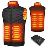 Beheizbare Weste für Herren Elektrische USB Heizwesten mit 5V 10000 mAh Akku,Winter Warme Jacke Weste für Outdoor-Aktivitäten (DE/NL/SE/PL, Alphanumerisch, XXL, Regular, Regular, Dunkel schwarz)