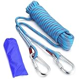 Kletterseil Sicherheitsseil Statisches Kletterseil Nylon Seil 20m 10 mm Feuerrettungs-Fallschirm-Seil Outdoor mit 2 Karabinernfür Arbeiten in der Höhe Outdoor Bergsteigen Sport Camping