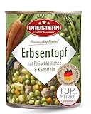 DREISTERN Erbsentopf 800g I Mit Fleischbällchen & Kartoffeln I Herzhafter Eintopf in recyclebarer Konservendose I Lange Haltbarkeit dank natürlicher Konservierung I Hausmacher Qualität