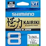 SHIMANO Kairiki 8, 150 Meter, grüne Mantis, 0,130 mm/8,2 kg, geflochtene Angelschnur, 59Wpla58R02, grün