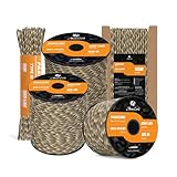 Abma Cord Paracord 550 4mm 15M 100% Nylon Seil Typ III Schnur mit 7 Kern für Basteln, Camping, Survival, Outdoor - Max. 250kg (550lbs) - Woodland Camo