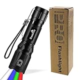 DaskFire 4 in 1 LED Taschenlampe Super Helle 900 Lumen rotes, grünes & blaues Licht Multifunktionale Taschenlampe mit verstellbarem Fokus Wasserdichte Taschenlampe