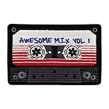 Urbanski Patch Retro Vintage Kasette Awesome Mix Vol. 1 zum Aufbügeln 5,3 x 8 cm | Aufnäher Applikation Bügelbild