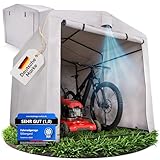 Silbergard Fahrradgarage mit extra Tiefe für E-Bikes | 160x220x165cm Gerätehaus | Wasserdichtes 600D Oxford Gewebe mit PU Beschichtung, Wetterfest & Reißfest | Ideal für, Gartengeräte, Roller