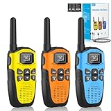 3er Set,NXGKET Walkie Talkie Aufladbar für Erwachsene Kinder Funkgeräte,Große Reichweite 5km Walki Talki mit Li-ion Akku, VOX Taschenlampe für Freien, Camping, Wandern