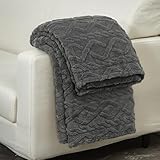 WONGS BEDDING Kuscheldecke Flauschig Decke, Wolldecke 150x200 Wohndecke Warme Sofadecke Lammdecke Rautenmuster Fleecedecke Wolldecke für Bett Couch Blanket, Grau