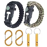 Überlebensarmband, 6 Stück Multifunktionales Überlebensarmband Set, 5 in 1 Paracord 26cm x 2.5cm Mit Feuerstein, Pfeife, Kompass, Schaber, Seil, Outdoor Armband für Wandern, Outdoor Survival, Camping
