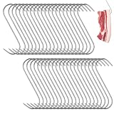 Kapokr 40 Stück Fleischerhaken S Haken Edelstahl 13cm Fleischhaken S-Haken Räucherhaken für die Fleischverarbeitung Metallhaken für Badezimmer, Schlafzimmer, Büro, Küche, Geschäft