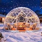 Gewächshaus Gartenkuppel Iglu,Gartenkuppel TPU Blasenzelt, Wetterfest Gartenblasenzelt, Durchsichtiges Kuppelzelt für Hinterhof, Party, Weihnachten, Hochzeiten (Weiß, 290cm x 180cm)