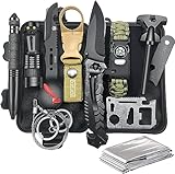 Survival Kit, 14 in 1 Survival Ausrüstung, Geschenk für Männer, Coole Geburtstagsgeschenk für Papa, Outdoor Notfallrucksack für Camping Abenteuer, Militär Überlebenspaket, Notfallrucksack Gefüllt