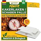 Kakerlaken/Schaben Falle mit Spezial-Lockstoff - 12x Kakerlaken/Schaben Fallen - umweltfreundlich Schaben bekämpfen, Chemiefreie Falle mit starker Klebefläche, giftfrei & geruchsneutral