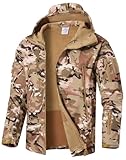 WINKEEY Jacke Herren Softshelljacke Für Herren Arbeitsjacke Winterjacke Fleece Gefüttert Übergangsjacke Wasserdicht Winddicht Warm Outdoorjacke Funktionsjacke,Camouflage2 L