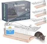 3X Lebendfalle Mäuse Tierfreundlich - Mausefalle & Rattenfalle aus Holz lebend - Mäusefallen - Maus & Ratte Käfigfalle mit Köderfixierung