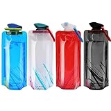 JunD 4 Stück Faltbare Trinkflasche 700ML Wasserflaschen Faltbare Trinkflasche BPA-Frei Flexible Zusammenklappbare Trinkflasche Wiederverwendbar Wassersack für Wandern,Abenteuer, Reisen