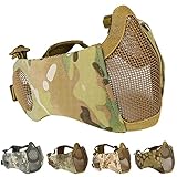 AOUTACC Airsoft Mesh Maske, Half Face Mesh Masken mit Gehörschutz für CS/Hunting/Paintball/Shooting-CP