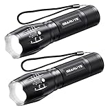 GEARLITE LED Taschenlampe Batteriebetrieben 2 Stücke, 2000 Lumen Taschenlampe LED Extrem Hell mit 5 Modi, IP65 Wasserdicht Taschenlampe Kinder für Camping, Wandern, Outdoor, Notfall