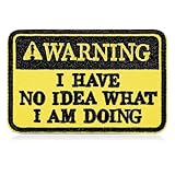Ptwola Bestickter Klett Patch lustiger Aufnäher zum Aufnähen 'Warning I Have No Idea What I Am Doing' für Hüte, Rucksäcke, Jeans, Jacken