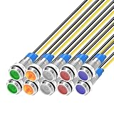 Gebildet 10Pcs 6mm 230V AC LED Metall Anzeigelampe Wasserdichte Signallampe (Grün Orange Rot Blau Weiß 10Pcs)