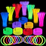 JOYIN Knicklichter Party Set für Kinder,100 Stück Leuchtstäbe, 100 Verbinder, 7 Farben, Neon Knicklichter Ketten Sets für Halloween decoration, Party Deko für Festival Hochzeiten Weihnacht