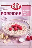 RUF Porridge Himbeer White Choc, Instant Haferbrei mit Himbeer-Stückchen und weißer Raspel-Schokolade, schnelles und gesundes Frühstück, 1 x 65g Beutel