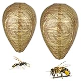 2 Stück Wespennest Attrappe Wetterfest,Wespenabwehr,Wespen Dauerhaft Vertreiben,Präventiv Gegen Wasp,Wespenfalle Künstliches Nest,Vertreiben Fernhalten Bienen,Anti Hornissen für Balkon/Garten Outdoor