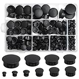 Celepoir 262 Stück Abdeckkappen für Bohrlöcher, 5/6/8/10/13/15/18/20/22/25mm Abdeckstopfen Kunststoff, Schwarze Kunststoff Lochstopfen, Möbel Blindstopfen Abdeckstopfen für Schränke Maschinen Möbel