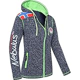 Nebulus Damen Fleecejacke NORSKA, warme Fleece Jacke, mit langem Full-Zip Reißverschluss, Navy meliert - XXL/44