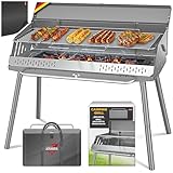 KESSER® Klappgrill tragbarer Camping Grill mit Gestell | Holzkohlegrill aus pulverbeschichtetem Stahl inklusive Grillrost, Grillmatte & Tragetasche | Faltbar BBQ ideal für Camping, Picknick & Angeln