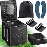 KDISHKRA Camping Toilette Faltbar – Mobile Campingtoilette Tragbare Outdoor Toilette mit Deckel, Müllbeutel, WC-Sitz & Aufbewahrungstasche, Klappbare Notfalltoilette für unterwegs & Auto (Schwarz)