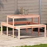 QJBSAVVA Picknicktisch aus Massivholz Douglasie 110 x 134 x 75 cm Robuster Gartentisch für Terrasse Balkon und Camping mit Latten Design Outdoor Tisch für Gartenmöbel