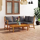 Refined Akazienholz Massiv Gartenmöbel mit Auflagen Sitzgruppe Lounge Sofa Bank Gartenset Sitzgarnitur Mittelsofa Ecksofa Creme4-tlg. Garten-Lounge-Set mit Auflagen Massivholz Akazie