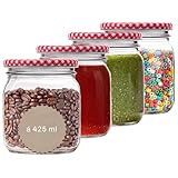 Blumixx Einmachgläser 425ml - 12x Vorratsgläser mit Deckel luftdicht und vielseitig einsetzbar - Marmeladengläser, Aufbewahrungsgläser Küche - Glasbehälter für Oats - Konservierung Vorrat Einkochen