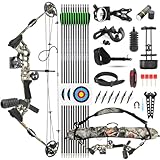 SHARROW Compoundbogenset 20-70 LBS Einstellbare Jagd Compound Bogen und Pfeil Set für Erwachsene Jugend Anfänger Outdoor-Schießen Bogenschießen Set LH/RH (Linke Hand, Camo)