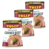 TULIP 3x Corned Beef 340 g | Klassisches Frühstücksfleisch in der Dose | Zartes gepökeltes Fleisch in der Konserve | Konservenfleisch mit 98% Rindfleisch