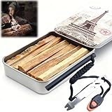 Azttior Feuerstahl Outdoor Survival Kit, Metallbox Feuerstein Survival Ausrüstung mit Magnesium Feuerstarter, Kienspan Zunder Sticks, Multitool Schaber, Paracord– Firestarter Flint für Camping Wandern