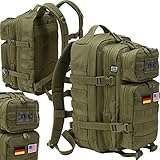 BWuM US Assault Pack Cooper Rucksack + Patch & Flaggen, Größe:Large (50L), Farbe:Oliv