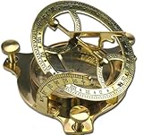 Nautic Kompass Sonnenuhr MESSING 6,5cm + Holzetui Modell ELECSA 9060
