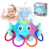 TAVADA Badewannenspielzeug,Oktopus Spray Wasserspielzeug mit Licht und 11 Ringen,Oktopus Badewanne Spielzeug Automatisches Sensor,Interaktives Badspielzeug für Babys und Kinder Baby Geschenk
