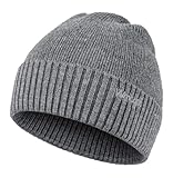 Wmcaps Wintermütze, Mütze Herren Damen Strickmütze Winter Cuffed Plain Hat Komfortabel Atmungsaktiv Weich Stretchy Warm Mütze mit Reflektierendem Logo Geschenke für Männer Frauen, Grau