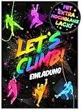 12x Klettern EINLADUNGSKARTEN KINDERGEBURTSTAG Junge Mädchen - die Boulder PARTY Karten sind die Bouldern EINLADUNG für Jungen Kinder KLETTERGEBURTSTAG Einladung Kletterhalle Kletterwald Kletterpark