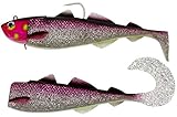 Westin Gummiköder zum Meeresangeln, Gummifisch für Dorsche & Heilbutts, 18cm, 180g, Jigkopf, 3 Stück, Rainbow
