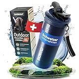 Bachgold® Profi Outdoor Wasserfilter Flasche XL [800ml] mit 2000L Filterkapazität I entfernt 99,99% aller Bakterien und filtert Viren, Partikel und Schwermetalle I Blackout- & Krisensicher (Bleu)