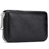 Meowoo Kreditkartenetui für Damen und Herren RFID Wallets Schutzhülle Karte RFID Schutz,Reißverschlussetui 14 Fächer Kartenetui(Schwarz 1Stk)
