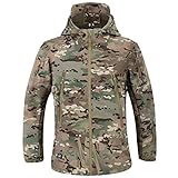 MakingDa wasserdichte Herren-Jacke, lässiger Kapuzenmantel, gefüttert mit Softshell-Fleece, Laufjacke, Jacke im Camouflage-Look, für Arbeit, Angeln, Jagd, Klettern, XL