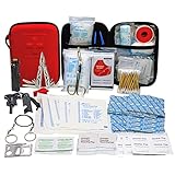 TRSCIND Erste Hilfe Set, First Aid Kit, Survival Notfall Ausrüstung Verbandskasten mit Taschenlampe Feuerstahl und Rettungsdecke Überlebenspaket für Outdoor Camping 130-teilig