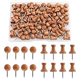 AIEX 80 Stück Holz Stecknadeln Map Tacks Markierungsstifte Kartenstifte mit Stahlspitze für Cork Bulletin Board-Bastelprojekte (40pcs Kugelkopf * 2cm, 40pcs flachen Kopf * 2,3cm)